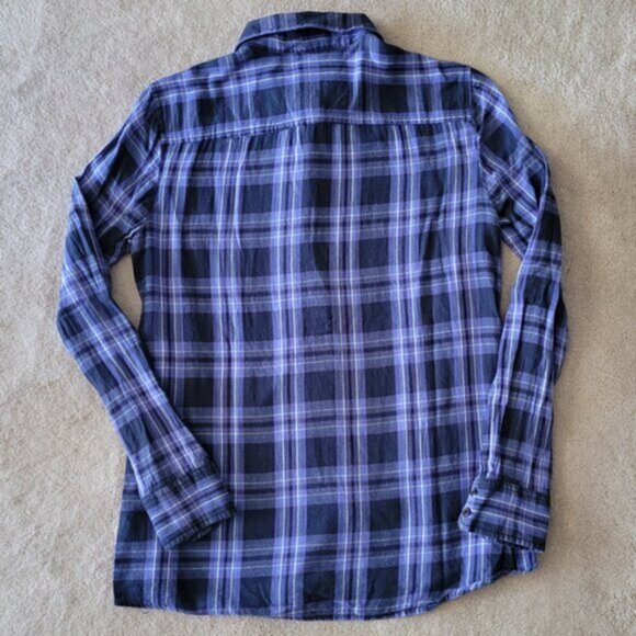 Gap Ladies Light Flannel Plaid Fitted Boyfriend Button Down Shirt Women's Sz XS - Picture 7 of 8